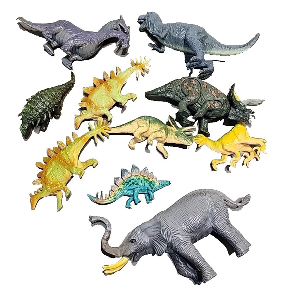 Dinosaur figure Toys lot Mixed Sizes And Species Rubber Pretend Play